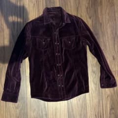 Adam et Rope ベロア 長袖シャツ ボルドーのサムネイル