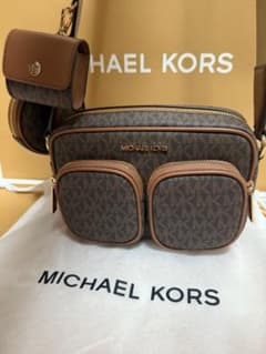 MICHAEL KORS ショルダーバッグ ブラウン MKロゴ - メルカリ