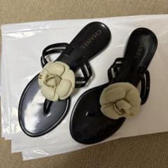 良品 CHANEL シャネル カメリア ラバーサンダル サイズ39 24.5c