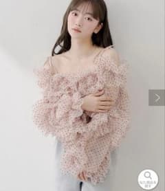 【SALON by Chico】オフショルランダムチュールドットブラウス　ピンクのサムネイル