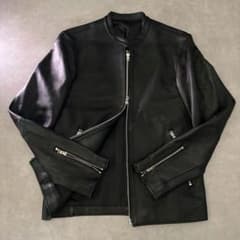 美品 LIDNM リドム ラムレザー シングルライダース 羊革 ダブルジップ L