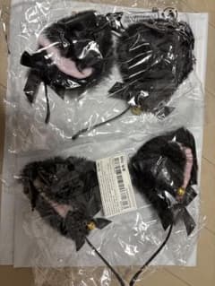 猫耳 カチューシャ 黒 2個セット 未使用のサムネイル
