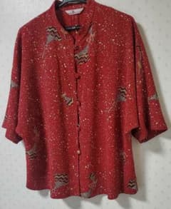 【美品】詩仙堂ちりめんトップスのサムネイル