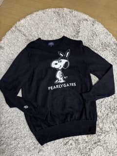 PEARLY GATES スヌーピー セーター ブラック　濃紺　薄手ニットのサムネイル