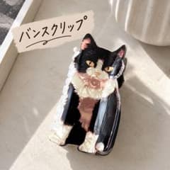 黒猫 ヘアクリップ ハチワレ バンスクリップ 韓国 ヘアアレンジ まとめ髪のサムネイル