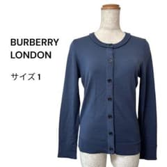 BURBERRY (1) Wool Knit Long-Sleeve Cardigan, Blue, Elegant