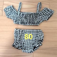 ベビー水着 女の子 80cm ギンガムチェック セパレートのサムネイル
