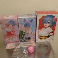 Re:ゼロから始める異世界生活 レム フィギュア 3点扇子、ガチャの全5点セットのサムネイル