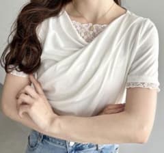 moment+ レースドッキングドレープ半袖Tシャツのサムネイル