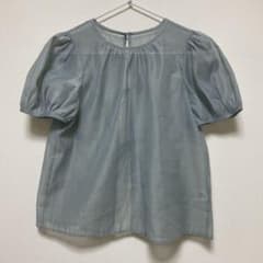 GU 半袖 シアーブラウス バックリボン ライトブルー Mのサムネイル
