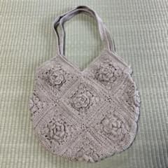 ハンドメイド クロシェ編み グラニーバッグ ベージュのサムネイル