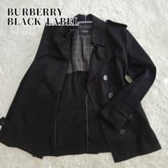 美品】バーバリー ブラックレーベル トレンチコート L 黒 ノバチェック