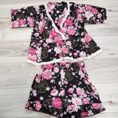 金ラメ!!ピンク花柄浴衣　 甚平のサムネイル