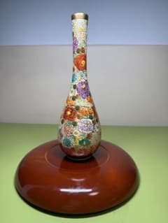 花柄陶器花瓶 約22cmのサムネイル