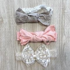 apres les coursリボン付きヘアバンド ベビー他　3点セットのサムネイル