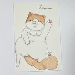 原画 水彩画 猫 手描きイラスト アナログイラスト オリジナル ポスト