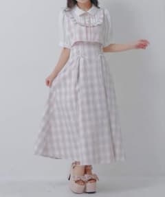 夢展望チェック柄 半袖ワンピース L-LLのサムネイル