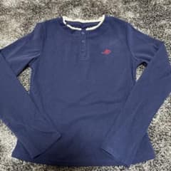 ネイビー 長袖 カットソー ヘンリーネック M