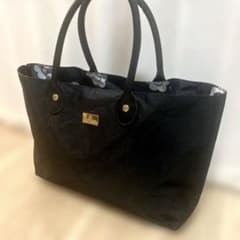 MARY QUANT マリークワント トートバッグ 黒 デイジー柄裏地 A4可 
