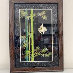 Artwork Bamboo and Sparrow Hakuho Framed Height 42.8cm Width 32.8cm