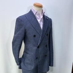 ✨最終10%引き美品✨LARDINI春夏ダブルブレストジャケット 44 ブルー系のサムネイル