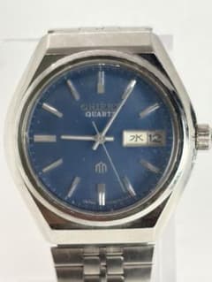 電池交換済】ORIENT オリエント クォーツ メンズ 腕時計 ブルー 難あり 