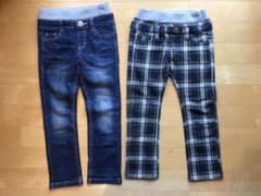 美品！ライトオン デニム &チェックパンツ 2本セット110センチのサムネイル