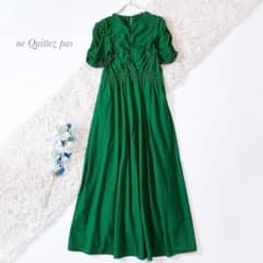 【極美品】ヌキテパ コットンドビーチェックシャーリングドレス ギャザー M 極美品ꕥヌキテパ 現行品 コットンドビーチェックシャーリングドレス