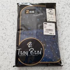 【未使用】Troy Bros トランクス 2枚組 M 前開き 綿100% 黒 青のサムネイル