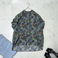 極美品 レサージュ 24SS タックスリーブシャツ バンドカラー 花柄 洗える 極美品 レサージュ 24SS タックスリーブシャツ バンドカラー 花柄