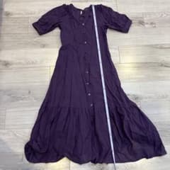 パープル 半袖 シャツワンピースのサムネイル