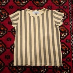 arkakama ベージュグレー ストライプ Tシャツ Lのサムネイル