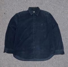 【希少】OLD stussy コーデュロイシャツ USA製 ネイビー 古着 細畝のサムネイル