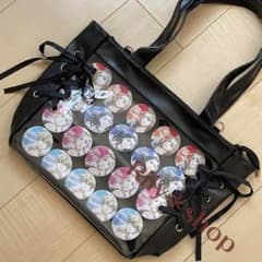 リボン レースアップ 推し活 推し事 痛バッグ 痛バ トートバッグ 黒 432のサムネイル