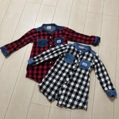 【ka♡nae様】LEE シャツワンピ　白✖︎黒　110cmのサムネイル
