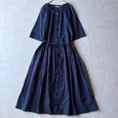 ピンクハウス 総刺繍レース ロングワンピース ネイビー Fサイズ 綿100
