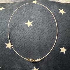 金属製シンプルネックレス ビーズ付きのサムネイル