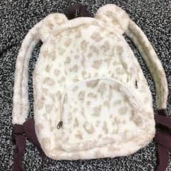 小さめ ヒョウ柄 くま耳 リュック モコモコのサムネイル