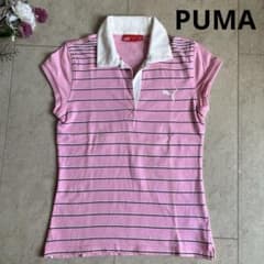 PUMA ポロシャツ ピンク ボーダー 半袖 スポーツ ✨美品✨のサムネイル