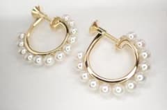 27/美品 ミキモト K18 真珠 ベビーパール約3.0-3.2mm イヤリング