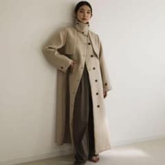 人気　enof air long coat ロングコート　ベージュ　マキシ丈 enof air long coat beige ベージュ Sサイズ - メルカリ