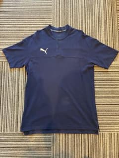PUMA プーマ　ネイビー メンズポロシャツ 襟なしボタン付きXLのサムネイル