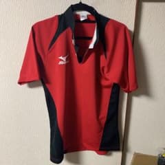 【ほぼ未使用】ミズノ ラガーシャツ 赤黒のサムネイル