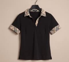 Burberry ブラック ポロシャツ チェック襟 バーバリーロンドン y2k