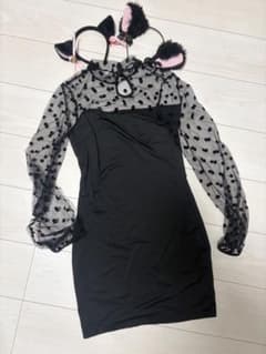 SHEIN 猫耳カチューシャ付き ワンピース コスプレ衣装 着画あり！のサムネイル