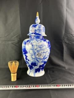 深川製磁 染付金彩牡丹紋 沈香壺 飾壺蓋付 宮内庁御用達 箱無し - メルカリ