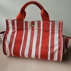 HERMES エルメス カンヌ ストライプ トートバッグ ポーチ付き - メルカリ