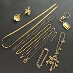 K18GP K18GF刻印ネックレス ブローチヴァレンティノ ほかゴールド 