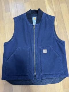 Carhartt ネイビー ジップアップベスト - メルカリ
