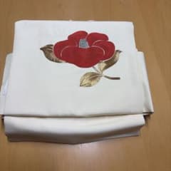 作り帯 付け帯 白地 椿 刺繍 金糸のサムネイル